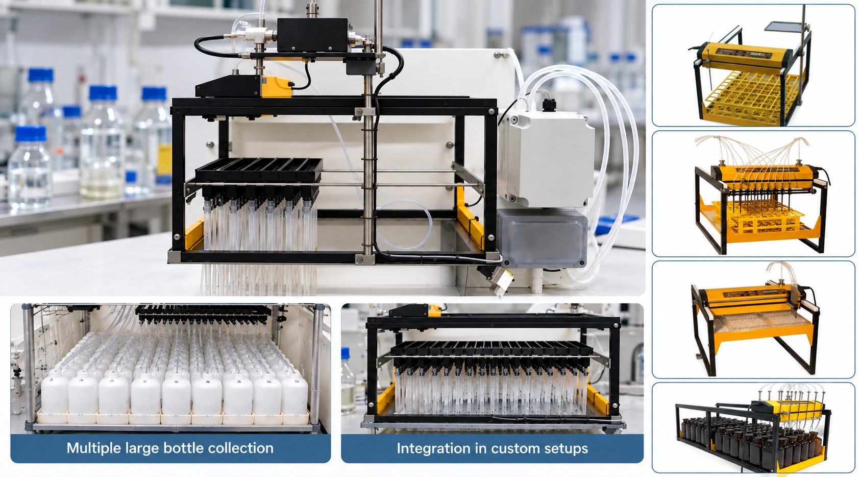 Need a laboratory fraction collector that works with different bottle sizes? LAMBDA OMNICOLL offers flexible collection configurations for specialised laboratory applications.